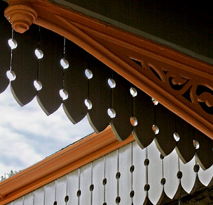 The elegant iron and timber of the canopy.