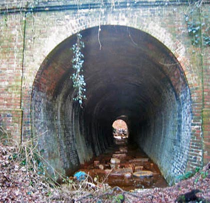 The tunnel's curvature is apparent from its northern end.