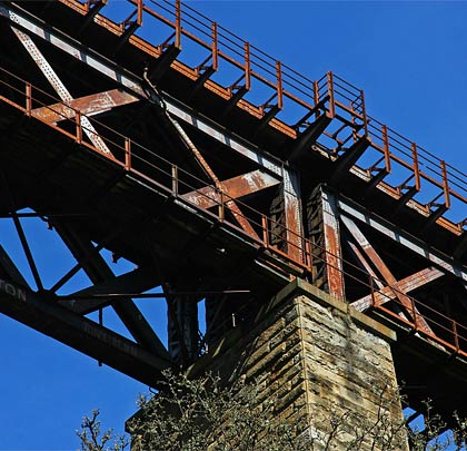 At each pier, a ladder was threaded between the girders to provide access from the deck down into the steelwork.
