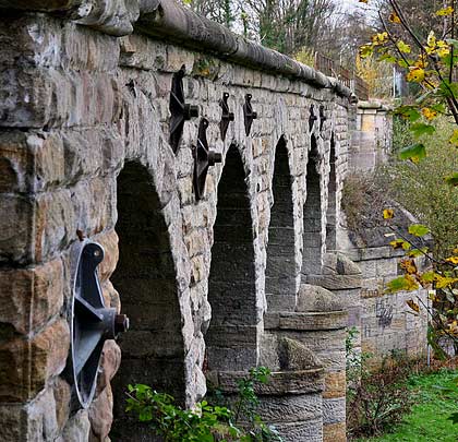 An attractive five-arch masonry structure - which features cutwaters and several pattress plates - took the tracks from the river spans to the southern approach embankment.