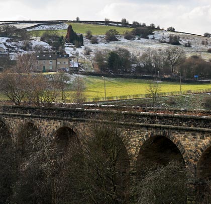 The branch's other substantial structure was the 537 feet long, 14-arch Holywell Green Viaduct.