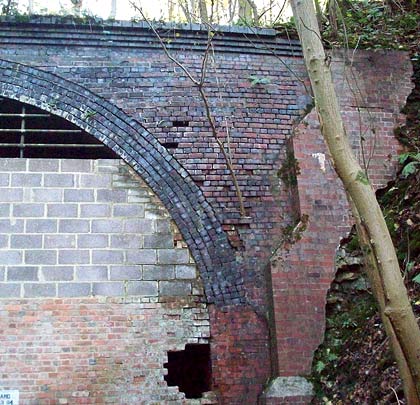 Despite numerous spot repairs, the northern portal continues to suffer from root damage.