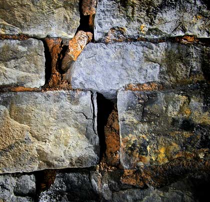 The pressures affecting the tunnel are evidenced elsewhere with sections of masonry being forced apart.