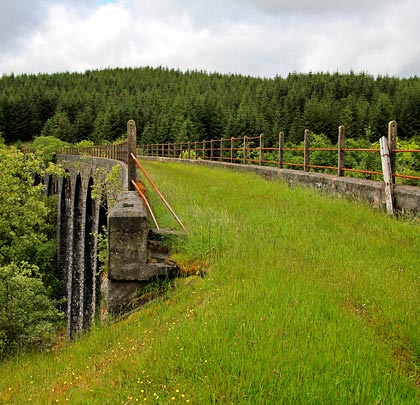 The viaduct's grassed trackbed, on a falling gradient to the west.