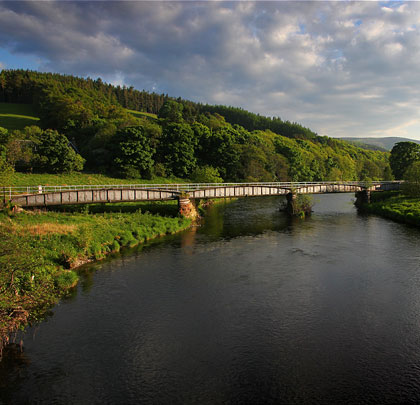 Viewed from the adjacent road bridge, Horsburgh Viaduct settles comfortably into the local landscape.
