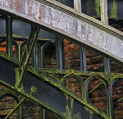 The ironwork appears in good condition despite not receiving substantive attention for half a century.