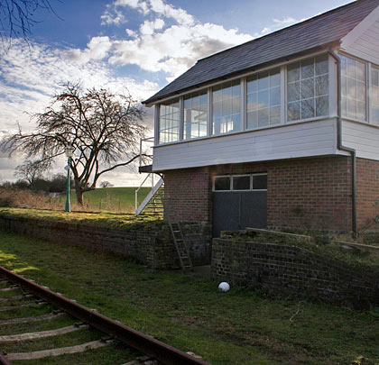 The pristine signal box on the Down side.