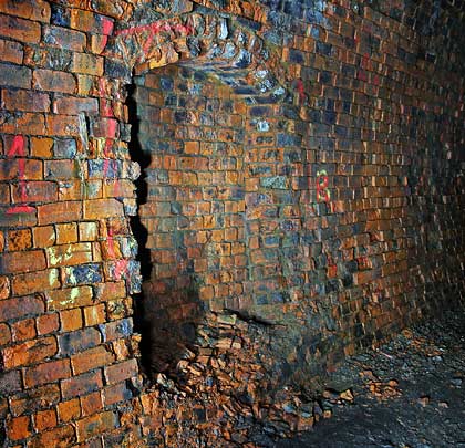 Brickwork loss around one of the tunnel's many refuges.