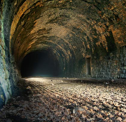 Like its sibling, this tunnel was also fully lined in stone.