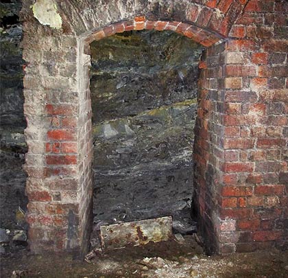 The tunnel's only refuge, built into the few yards of full lining that was inserted at its western end.