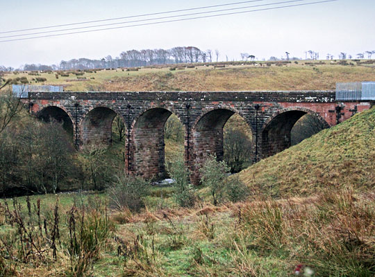 The smaller Water of Coyle Viaduct has five spans and is 78 yards long, but was built to accommodate both the running line and a branch to the local colliery.