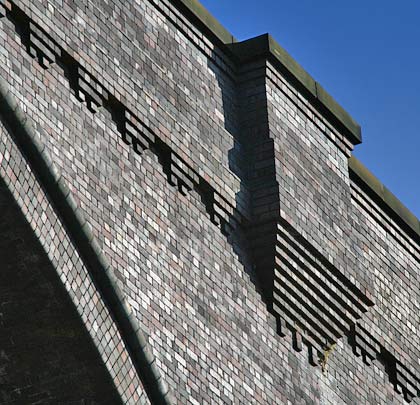The elegant brickwork with its architectural features.
