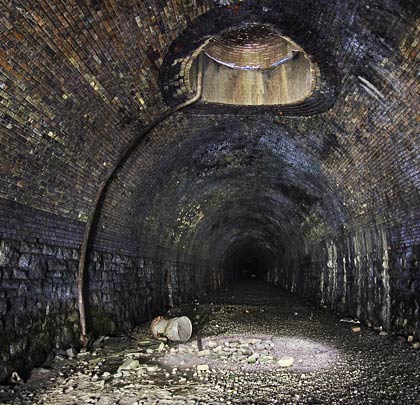 Three shafts connect with the tunnel, all of which remain open.