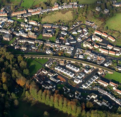 Seen from the air, the viaduct cuts a west-east route along the south-east side of Newmilns.