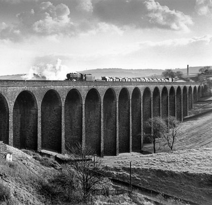 On 8th November 1963, the 1025 pick-up goods crosses Thornton Viaduct, making its final trip to Cullingworth.