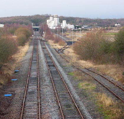 The Loop diverges from the main Leicester-Burton line at Woodville Junction, disappearing off to the right in the distance.